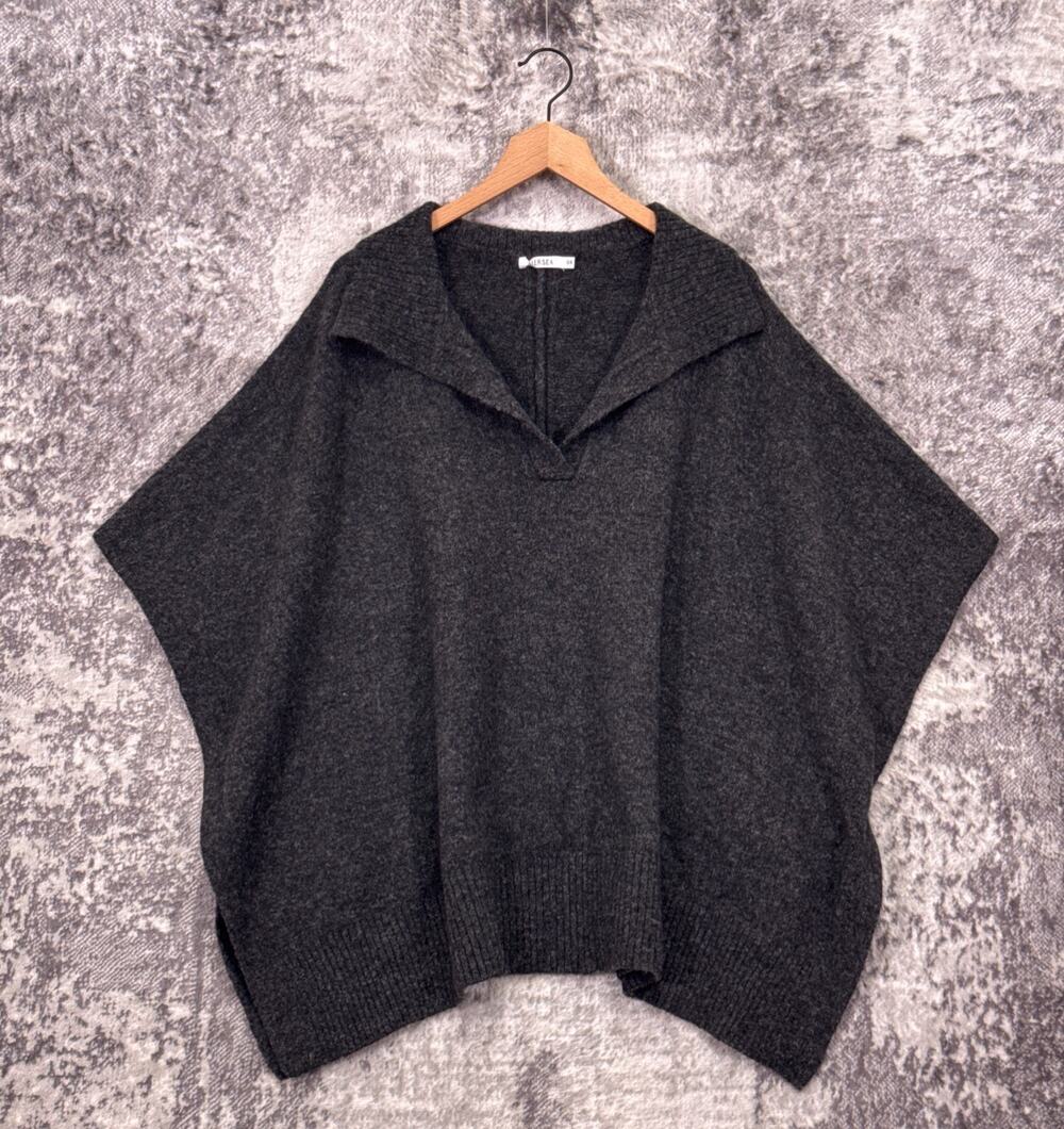 MERSEA Sweater OS One Size Womens Cambridge Collar Poncho Mohair Wool Angora